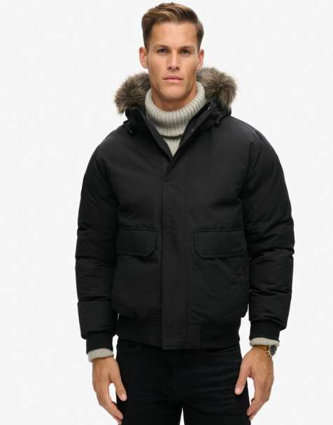 Superdry - Everest - Bomber en fausse fourrure - Noir de jais - view 1