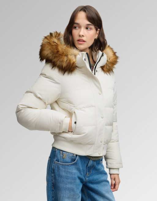 Superdry Everest Bomberjacke mit Kapuze in Wollweiß, 5 von 7