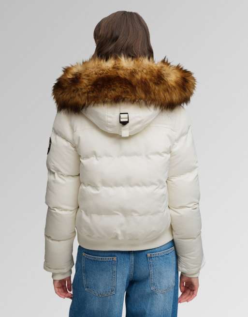 Superdry Everest Bomberjacke mit Kapuze in Wollweiß, 6 von 7