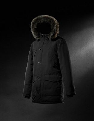Superdry Everest faux fur hooded parka coat in jet black - ASOS Price Checker