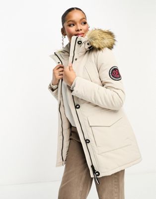 Superdry everest in hooded parka ASOS | fur Gray faux Chateau
