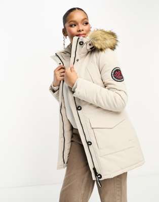 Superdry everest | parka Gray hooded Chateau fur faux in ASOS