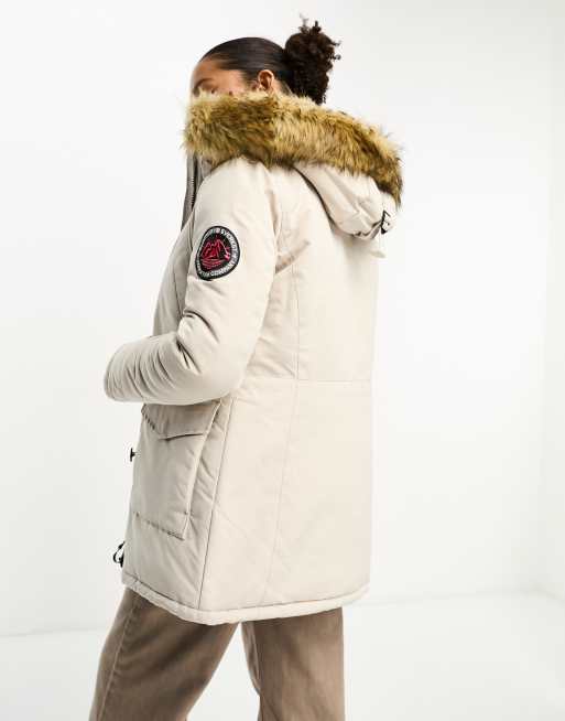 Superdry everest faux Chateau ASOS | in parka Gray hooded fur