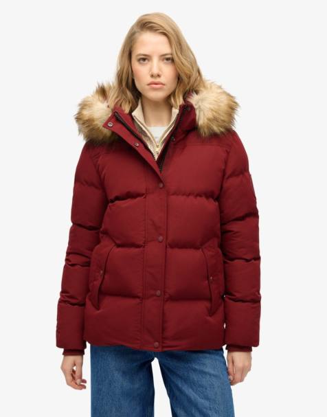Superdry Everest five baffle puffer jacket in stanton red - view 1