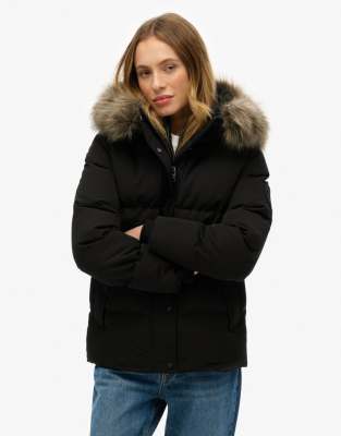 Superdry - Everest Five Baffle - Steppjacke in Schwarz