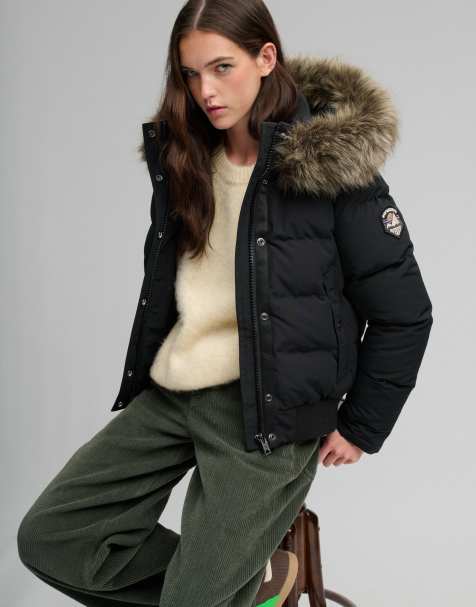 Superdry Everest hooded bomber jacket in black - view 1