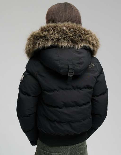 Superdry Everest hooded bomber jacket in black, 2 of 7