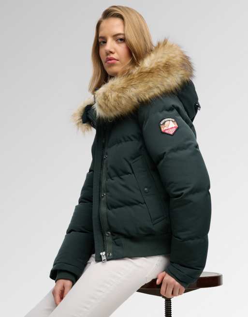 Superdry Everest hooded bomber jacket in cedar green, 4 of 7