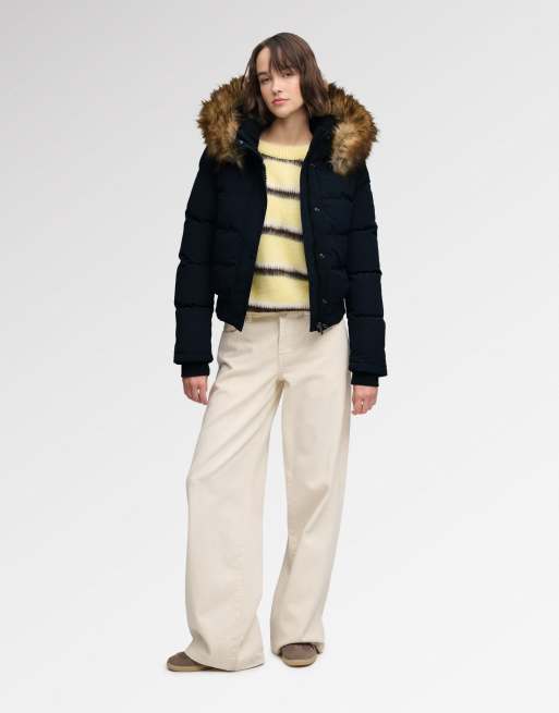 Superdry Everest hooded bomber jacket in eclipse navy, 4 of 7