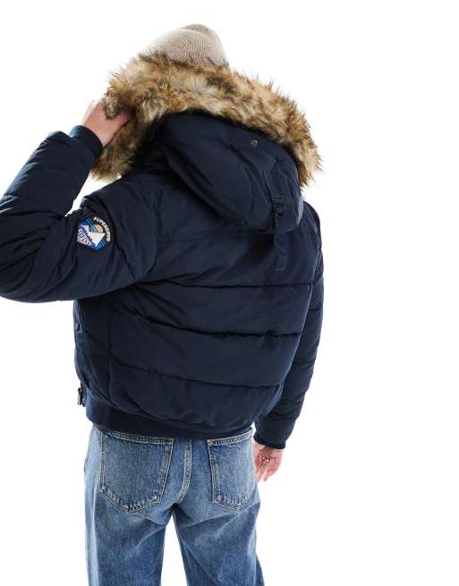 Superdry Everest hooded bomber jacket in nordic chrome navy ASOS
