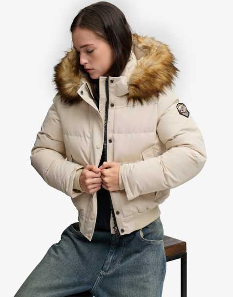 Superdry Everest hooded bomber jacket in rainy day grey - view 1