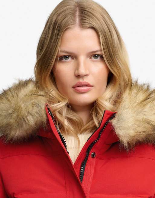 Superdry Everest hooded bomber jacket in varsity red, 2 of 7