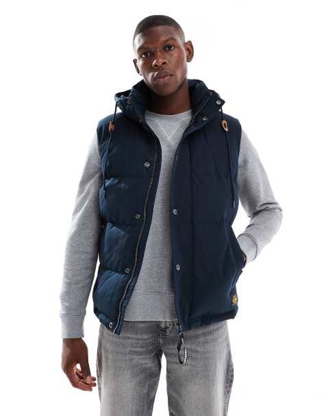 Superdry Everest hooded puffer gilet in eclipse navy - view 1