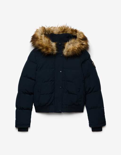 Superdry Everest Kapuzen-Bomberjacke in Eclipse Marineblau, 7 von 7