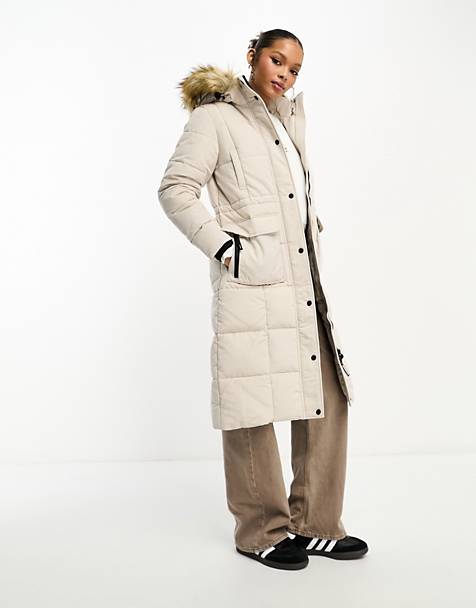 Superdry everest longline puffer coat in chateau gray