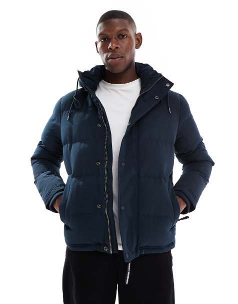 Superdry Everest short hooded puffer jacket in eclipse navy - view 1