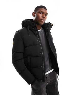 Superdry Everest Short Hooded Puffer Jacket In Black