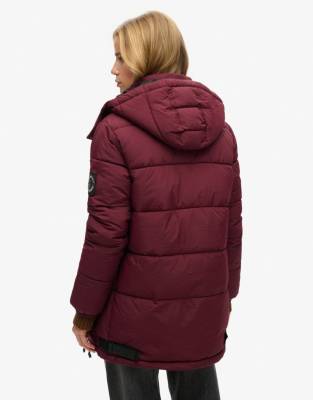 Superdry - Expedition Cocoon - Wattierter Mantel in Portwein-Rot