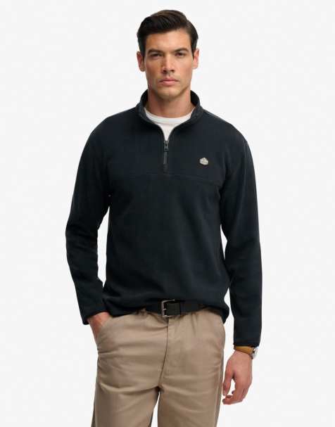 Superdry – Expedition – Fleece-Sweatshirt in Eclipse-Marineblau mit kurzem Reißverschluss - view 1