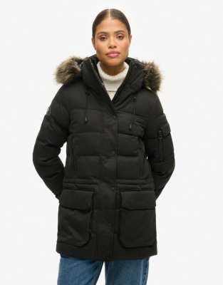 Superdry - Expedition - Mikrofaser-Parka in Jet-Schwarz