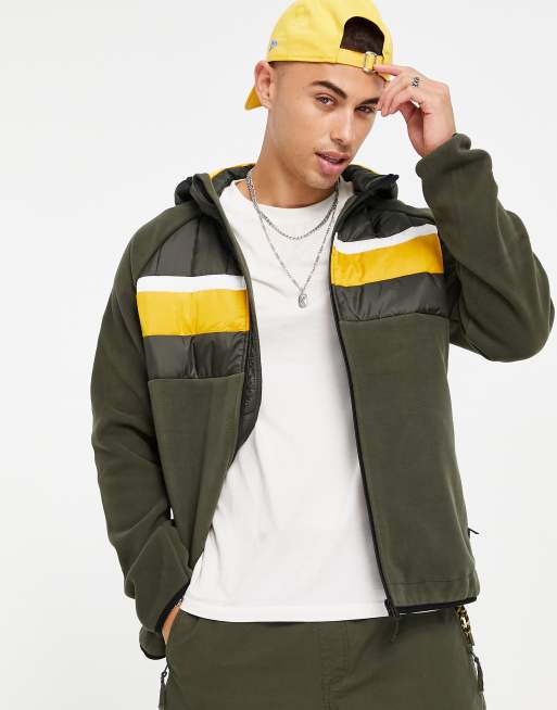 Superdry - Felpa ibrida con fascia sul petto e zip