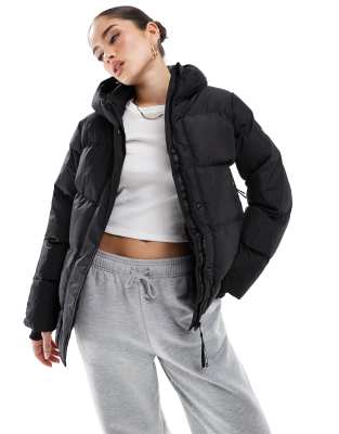 Superdry - Five Baffle - Puffer-Sportjacke in Schwarz mit Kapuze