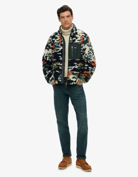 Superdry – Fleecejacke mit Reißverschluss und Flechtenmuster - view 1