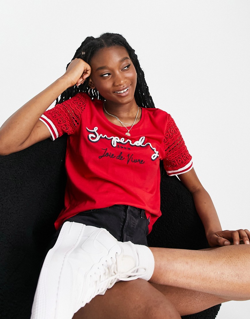 Superdry Frankie graphic logo t-shirt in red
