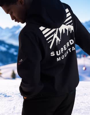 Superdry - Freestyle - Softshell-Ski-Kapuzenpullover in Schwarz