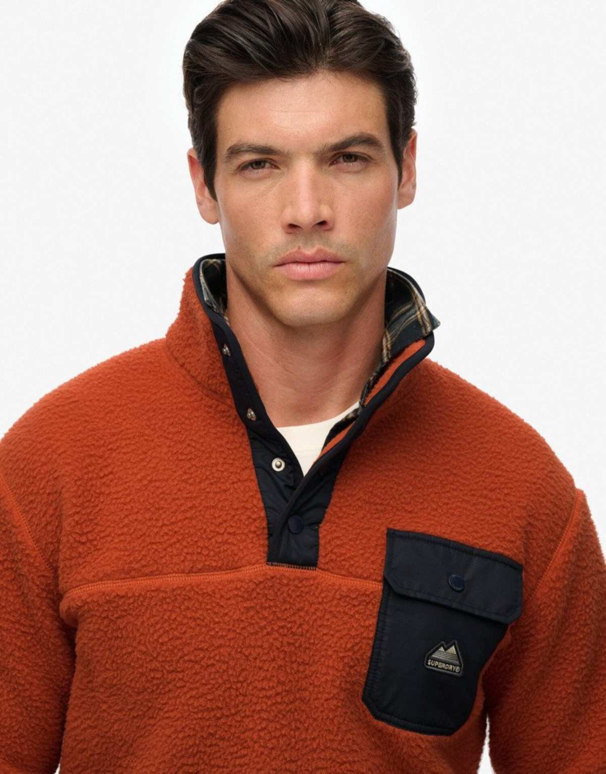 Superdry Fuji fleece half popper jumper in mango orange