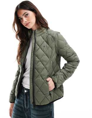 Superdry - Fuji Lite - Jacke in staubigem Olivgrün mit Rautensteppmuster