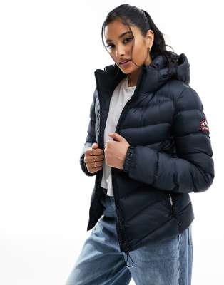 Superdry - Fuji - Wattierte Jacke in Eclipse-Marineblau mit Kapuze