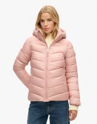 Superdry - Fuji - Wattierte Jacke in Vintage-Zartrosa mit Kapuze