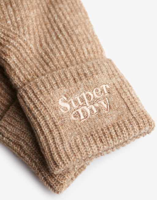 Superdry - Gants en maille côtelée douce - Marron coco grillée, 2 de 4