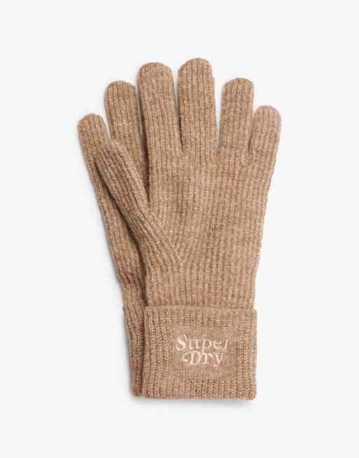Superdry - Gants en maille côtelée douce - Marron coco grillée, 3 de 4