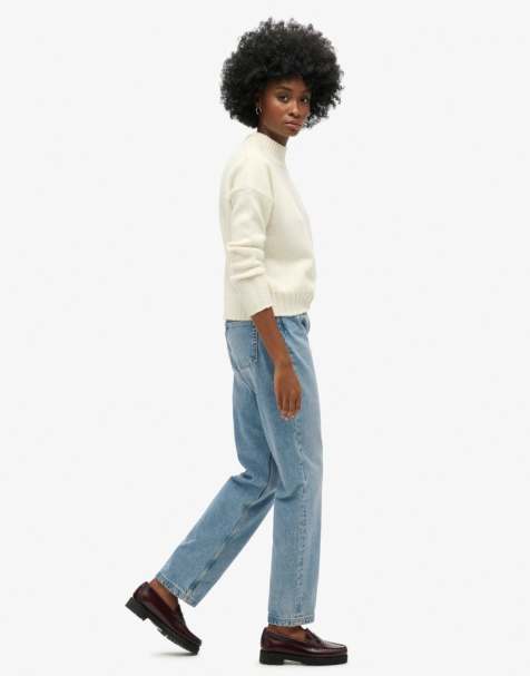 Superdry – Gerade geschnittene Jeans in Hibiskus:Creme/Rose mit mittelhohem Bund - view 1