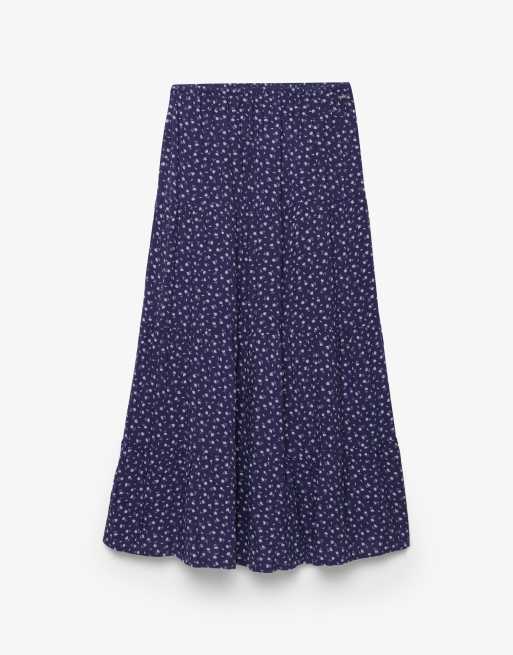 Superdry – Gestufter Maxirock aus Webstoff in Marineblau mit Blümchenmuster, 7 von 7