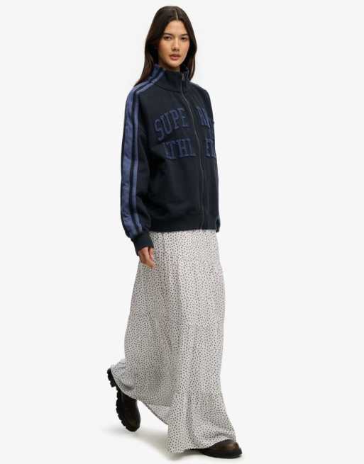 Superdry – Gestufter Maxirock in Wollweiß mit Herzchenmuster, 2 von 4