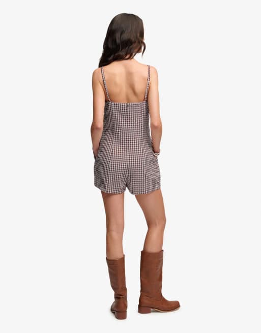 Superdry Gingham cami playsuit in red gingham, 5 of 7