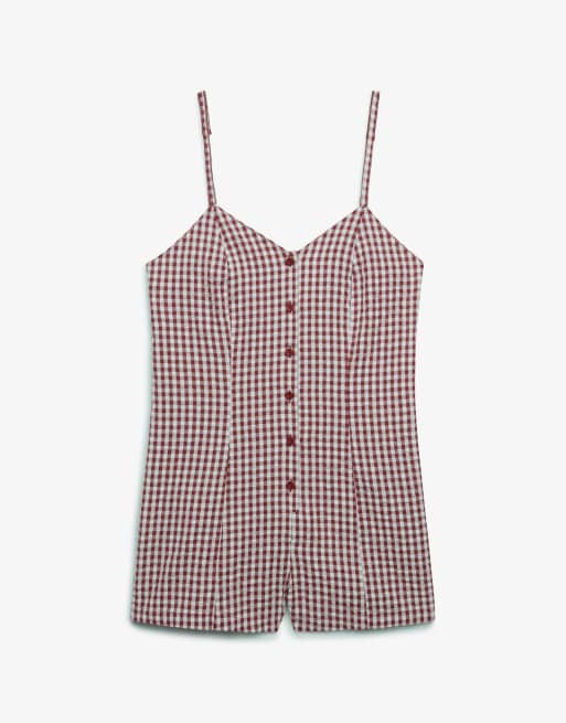 Superdry Gingham cami playsuit in red gingham, 7 of 7