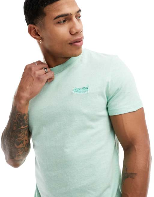 Superdry – Grön t-shirt med broderad vintagelogga