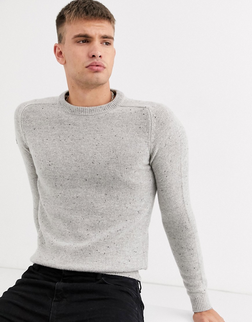 Superdry Harlo twisted crew neck knit in beige