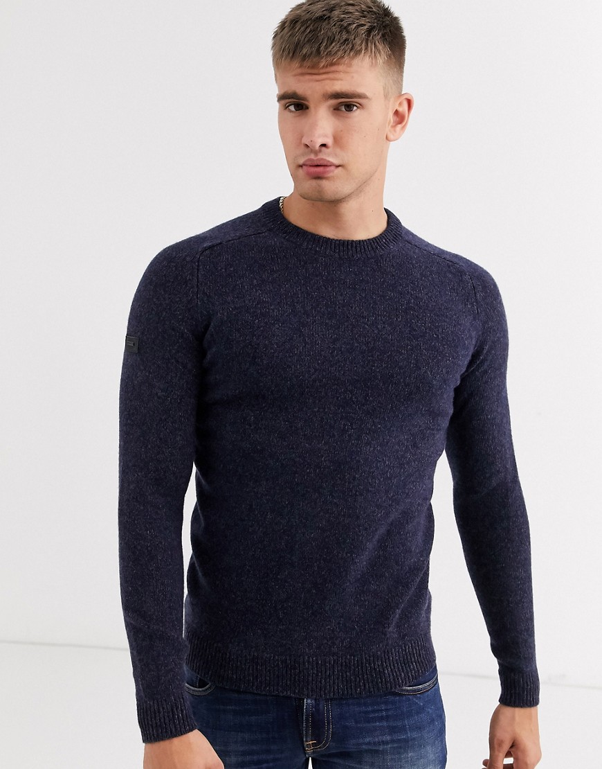 Superdry Harlo twisted crew neck knit in navy