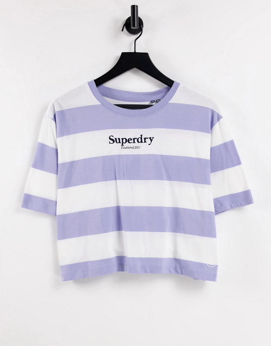 Superdry Harper boxy t-shirt in stripe-Blues