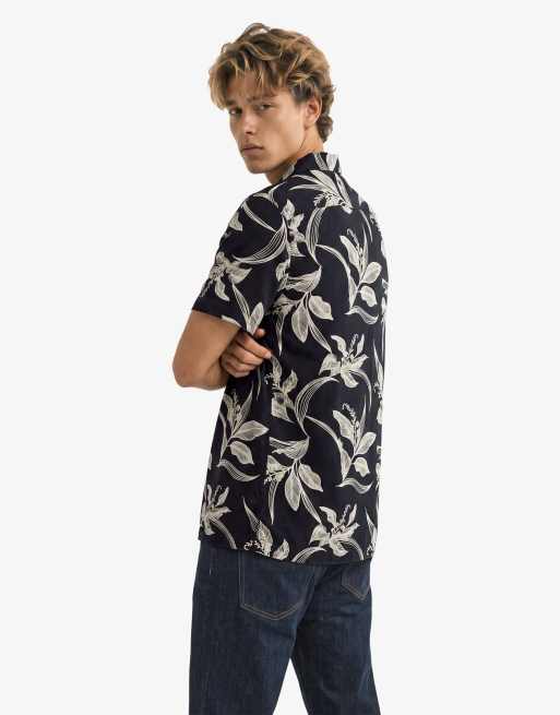 Superdry Hawaiian print short sleeve shirt in canna leaves navy, 2 of 6