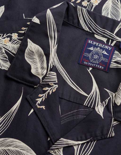 Superdry Hawaiian print short sleeve shirt in canna leaves navy, 5 of 6