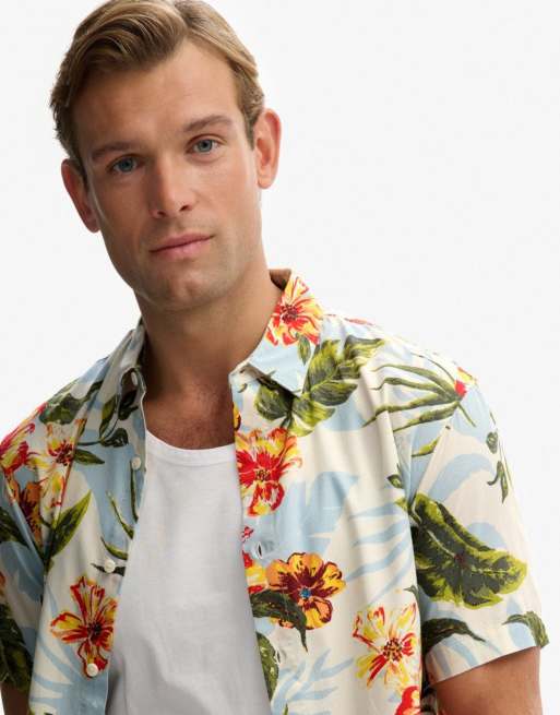 Superdry Hawaiian printed shirt in aloha shadow, 3 of 7