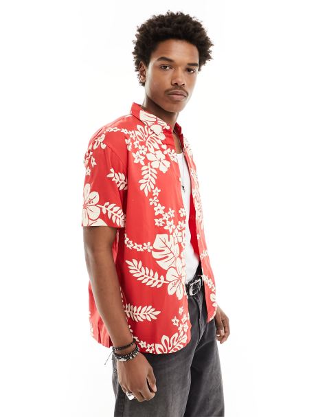 Superdry Hawaiian shirt in surf school red - view 1