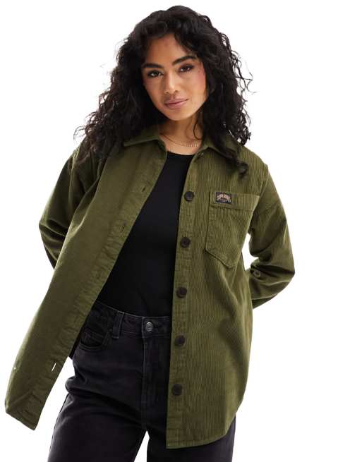 Superdry – Hemdjacke aus grobem Cord in weichem Moosgrün