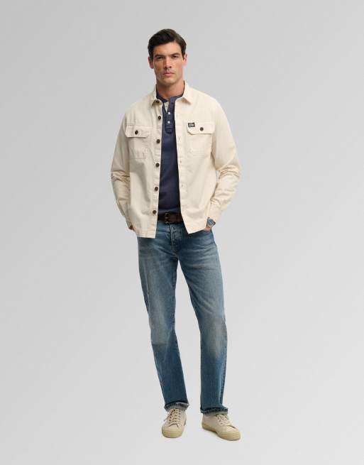 Superdry – Hemdjacke in Hellbeige mit zwei Brusttaschen, 4 von 5